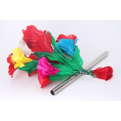 Appearing Bouquets & Color Changing Flower Magic Tricks Wand to Feather Bouquet Magia Magician Stage Illusion Gimmick Props Fun