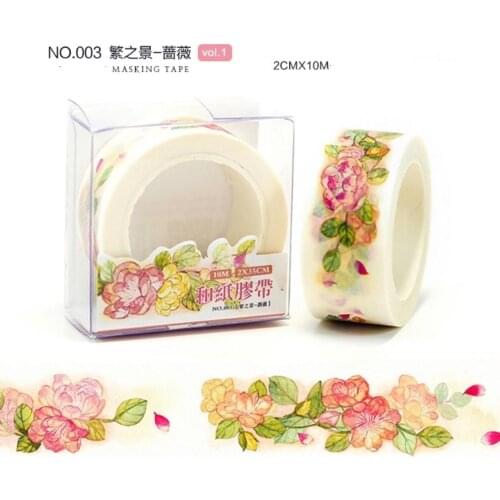 Pink Rose Washi Tapes Bullet Journal Masking Tape Adhesive Tape DIY Scrapbooking Washi Stickers