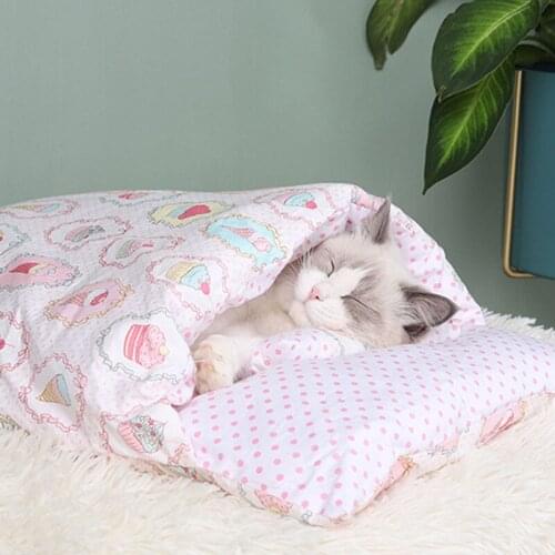 Removable Dog Cat Bed Cat Sleeping Bag Sofas Mat Winter Warm Cat House Small Pet Bed Puppy Kennel Nest Cushion Pet Products Gift