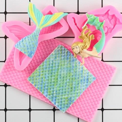 Mermaid Tail Silicone Mold Fish Scale Fondant Cupcake Cake Decorating Baking Tools Sugar Craft Handmade Resin Clay Soap Molds