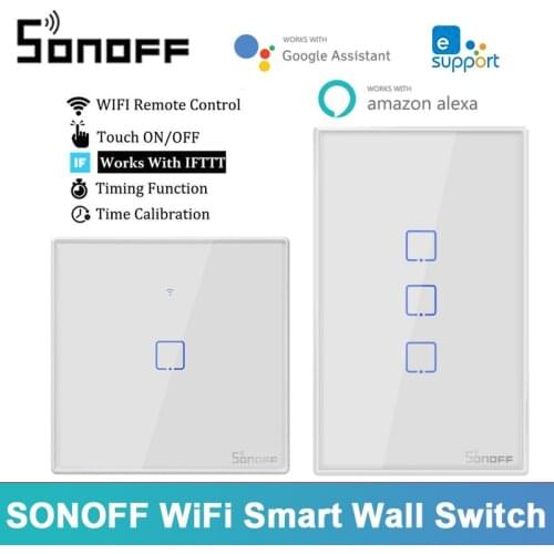 SONOFF T0/T1/T2/T3 EU/US WiFi Smart Wall Switch 1 2 3 Gang Touch Switch Smart Home EU UK US Switch Via eWelink Alexa Google Home