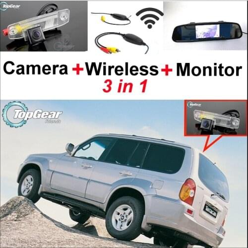 3 in1 Special Rear View Camera + Wireless Receiver + Mirror Monitor Easy DIY Backup Parking System For Hyundai Terracan