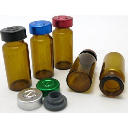 360x10ml amber perfume essence glass bottle with aluminum colorful filp off lid,10cc pharmaceutica sample vials & rubber stopper