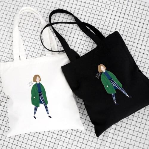 Ladies Canvas Handbags Cotton Cloth Tote Bag Women Eco Reusable Shoulder Shopper Bags for Shopping Travel Accessories Totebag