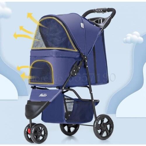 Light Folding Pet Trolley Dog Cat Teddy Trolley Cage Four Wheels Outdoor Travel Supplies