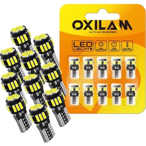 OXILAM 10x T10 W5W LED Canbus No Error Auto Interior Reading Glove Light 194/168/2825 LED Lamp Car Clearance Lights White 6500K