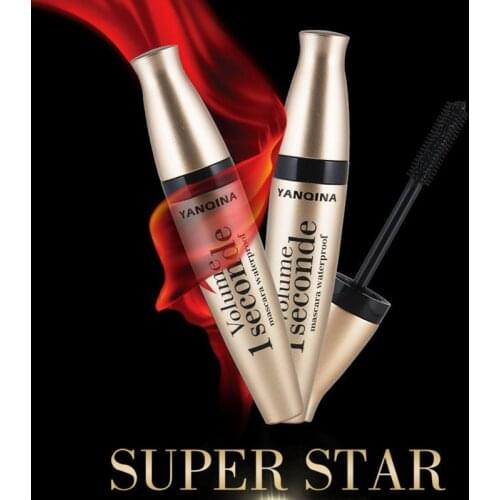 YANQINA Curling Slender Fiber Mascara Eyelash Lengthenin Black Waterproof Curling Silicone Brush Big Eye Make Up Cosmetic TSLM