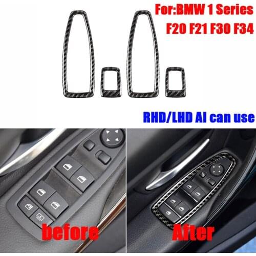 Carbon Fiber Window Lifter Control Frame Window Switch Decor Armrest Panel Trim Car Interior Accessories For Bmw F20 F21 F30F34