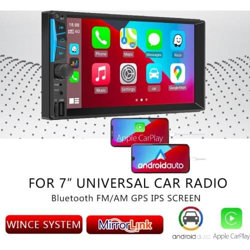 2 Din Universal 7'' Car Radio MP5 Player MP3 Player Android Auto Carplay Mirrorlink Bluetooth FM/AM Touch Screen For Car Stereo