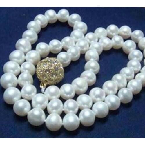 Jewelry Hot NEW 10MM WHITE SEA SHELL PEARL NECKLACE 18
