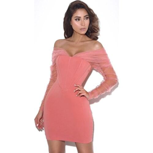 2021 New Bandage Dress Women Sexy Mesh Party Club V Neck Bodycon Summer Autumn Elegant Celebrity Ladies Dresses