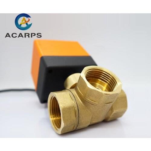 1-1/2" 3 Way Motorized Ball Valve Electric Ball valve DN40 Brass Ball Valve Three Line Two Way Control