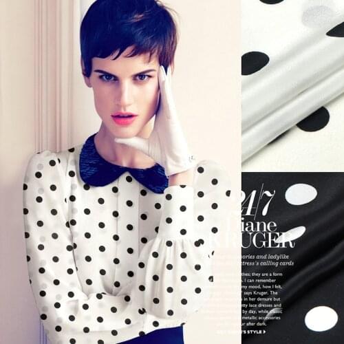 CISULI Silk Fabric Polka Dots Diameter 15mm 100% Silk Crepe De Chine Pure Silk 14momme110cm Width Digital Printing Free Shipping