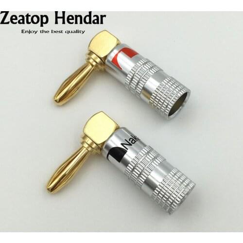 12Pcs Brass 90 Degree Right Angle 4mm Nakamichi Banana Plug for Video 24K Gold Plated Speaker Adapter Audio Connector