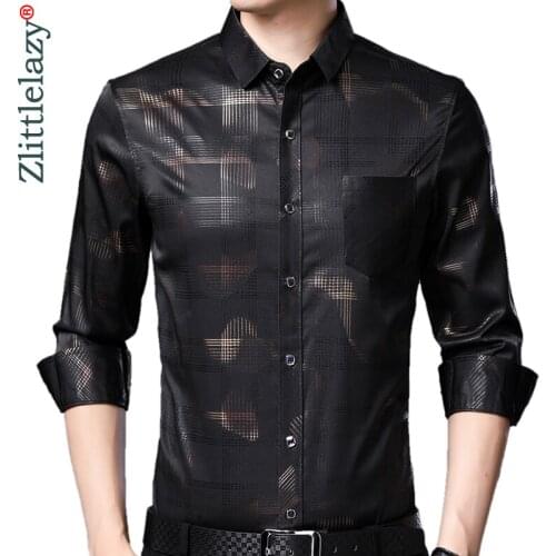 2020 Brand Casual Pocket Plaid Long Sleeve Slim Fit Men Shirt Streetwear Social Dress Autumn Shirts Mens Fashions Jersey 92304