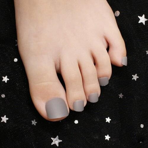 24PCS fashion design cute toes latest French style Scrub fake toe gray #p104