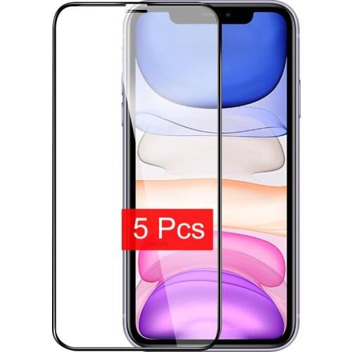 5Pcs For iPhone 12 Pro Max 12 Mini XR X XS 11 Pro Max Full Cover Tempered Glass Screen Protector Film For iPhone 6 6s 7 8 Plus