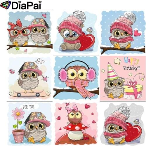 DIAPAI Full Square/Round Drill 5D DIY Diamond Painting "Cartoon owl" 3D Embroidery Cross Stitch 5D Decor Gift