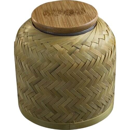 Handmade Bamboo Tea Cans Glass Sealed Can Small Portable Storage Household Japanese Mini Pack Tea Caddy Storage Tank