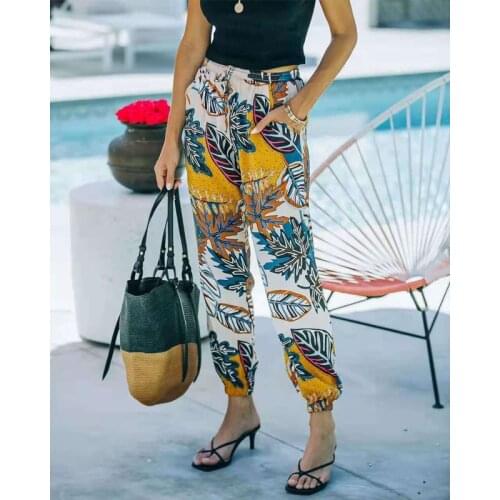 Floral Print Pants Womens Wide Leg Pants Bow Sash High Waist Long Pants Floral leggings Plus size 5XL Womens Print Pants