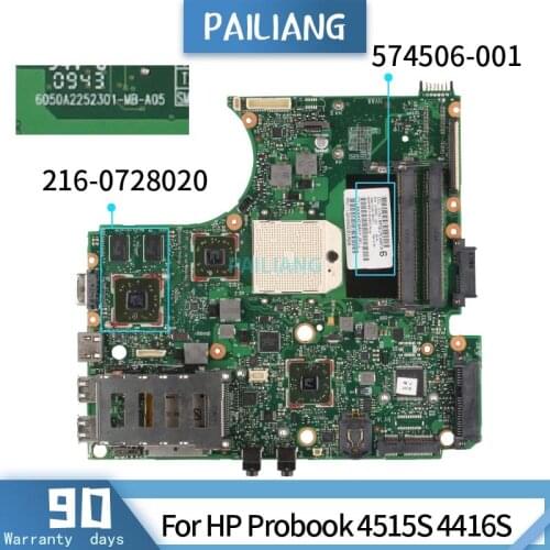 574506-001 For HP Probook 4515S 4416S 216-0728020 6050A2252301-MB-A05 Mainboard Laptop motherboard DDR3 tested OK