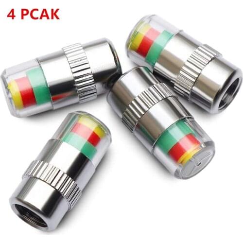 4pcs/set Car Tire Pressure Monitor Valve Stem Caps Air Alert Tire Valve Cap Pressure Sensor Monitor Light Cap Indicator