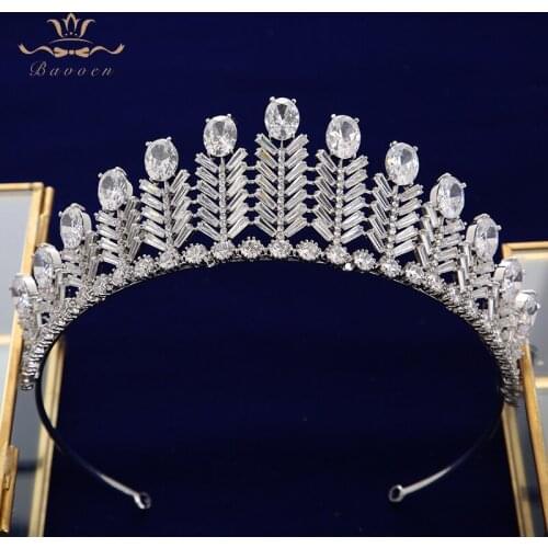 Elegant Zircon Plated Crystal Wedding Hair Accessories Brides Tiaras Crowns Headpieces Evening Hair Jewelry