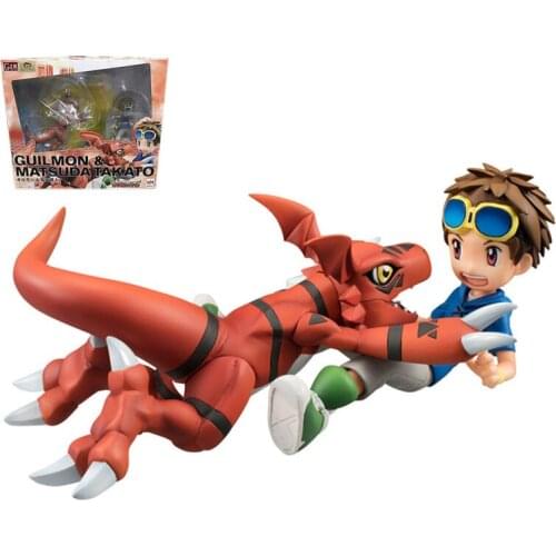 BANDAI Genuine Digimon Tamers Anime Figure Guilmon Matsuda Takato Figurine Action Figures Kids Toys Collections Model Doll Gifts