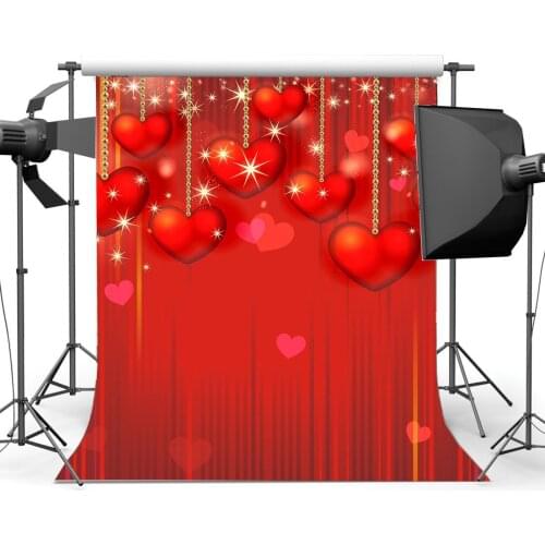 Valentines Day Backdrop String Red Sweet Hearts Bokeh Glitter Spots Romantic Wedding Party Decoration Photography Background