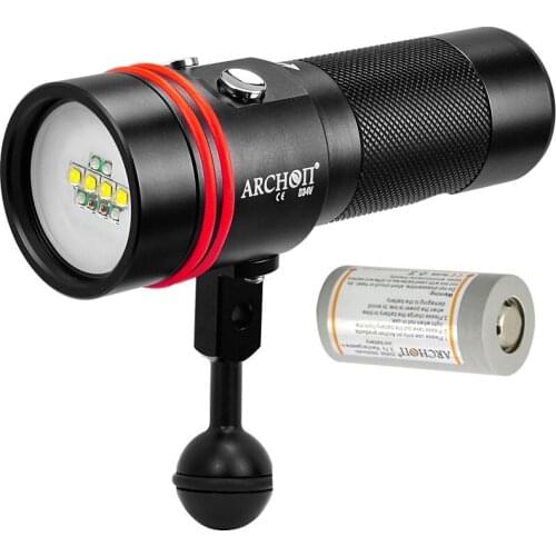 ARCHON D34V Diving Lanterna CREE XM- L U2 2600LM UV/Red White Rechargeable Flashlight Video Light with 32650 Battery +Charger