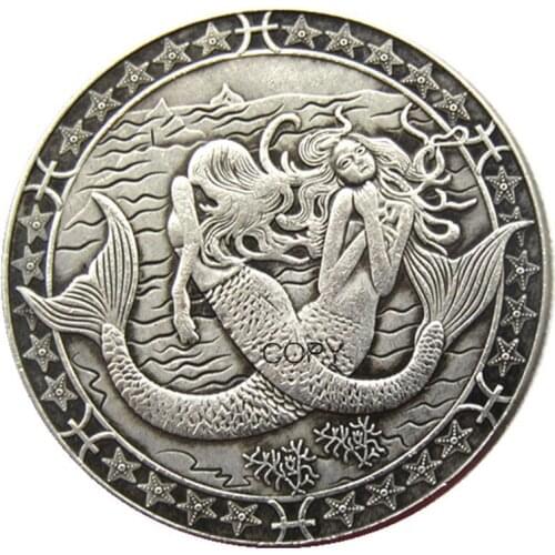 HB(122)US Hobo Morgan Dollar Skull Zombie Skeleton Silver Plated Copy Coins