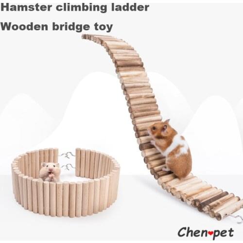 Small Pet Toy Hamster Wooden Ladder Bridge Parrot Bird Standing Guinea Pig Chinchilla Exercise Play Chewing Toys Cage Decor