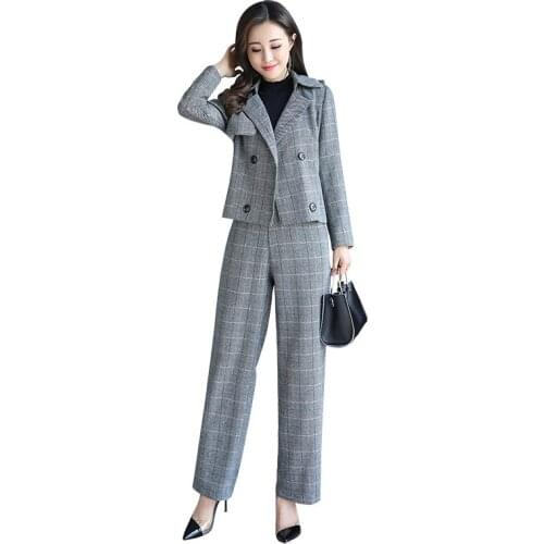Spring and Autumn new fashion suit women Korean Slim temperament small suit jacket wide leg pants trousers two-piece suit TB1803