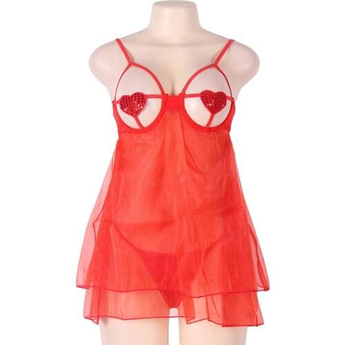 Red Halter Baby Doll Sexy Lingerie Open Bra Transparent Backless Strappy Erotic Lingerie For Women Plus Size Hot Sexy Dress