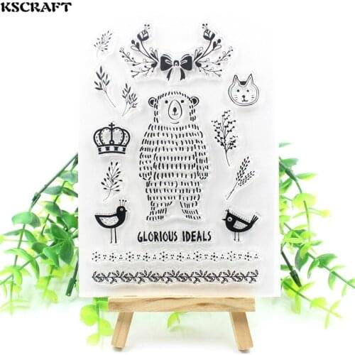 KSCRAFT Bear Transparent Clear Silicone Stamps for DIY Scrapbooking/Card Making/Kids Crafts Fun Decoration Supplies M05