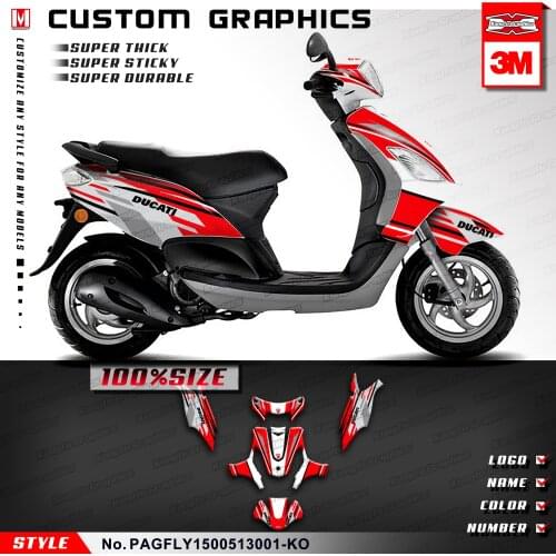 KUNGF GRAPHICS Motorbike Stickers Custom Vinyl Decals for Piaggio FLY 150 2005 2006 2007 2008 2009 2010 2011 2012 2013