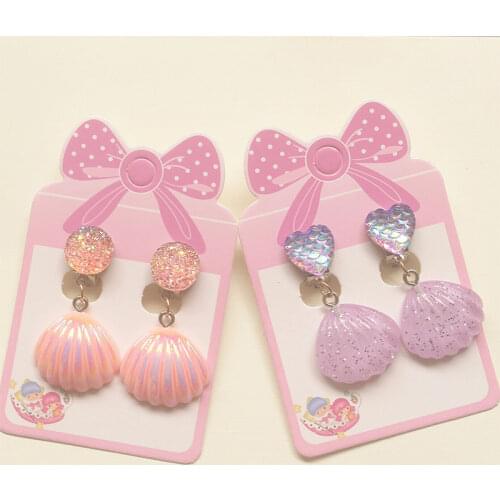 Beautiful No Pierced Clip on Earrings with Shell Mermaid Scales Designs for Women Girls Kids Play Earrings Jewelry Accessories