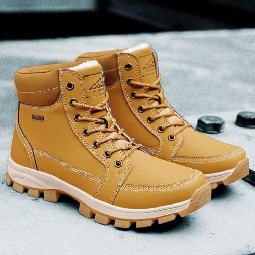 Winter Fur Warm Mens Snow Boots High Quality Leather Tactical Boots Men Waterproof Hiking Boots Men Work Shoes Hombres Botas