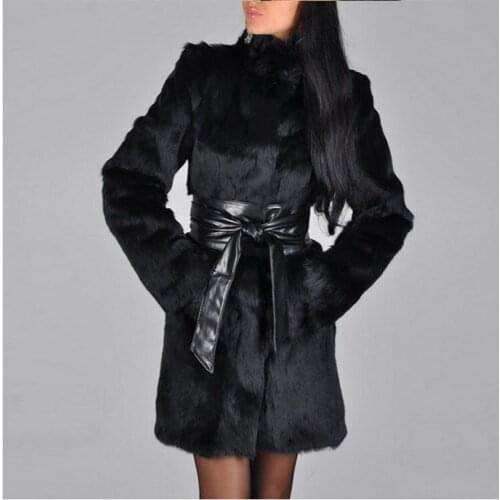 New European and American autumn and winter womens imitation fur mink coat fox fur coat in the long imitation fur belt