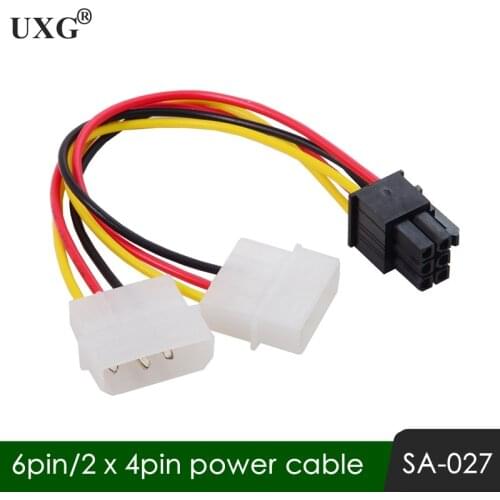 New Double Big 4pin To 6pin Power Adapter Cable PCI-E Graphics Card External Power Cord 20cm