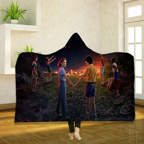 Stranger Things 3D Printing Throw Hooded Blanket Wearable Warm Fleece Bedding Office Quilts Soft Adults Travel 09