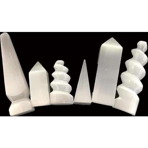 Wholesale Natural Quartz Gypsum Selenite Lamp Crystal Pyramid Tower LED Color Flame Light Healing Wicca Stone Home Decor