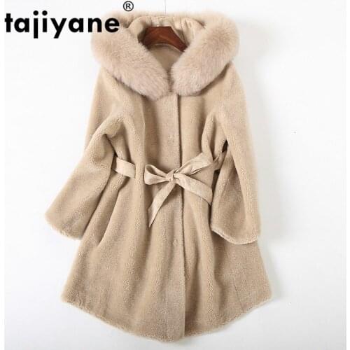 Autumn Jacket Winter Women Clothes 2021 Korean Real Fur Coat Fox Fur Hooded Sheep Shearling 100% Wool Coat Suede Lining ZT1430
