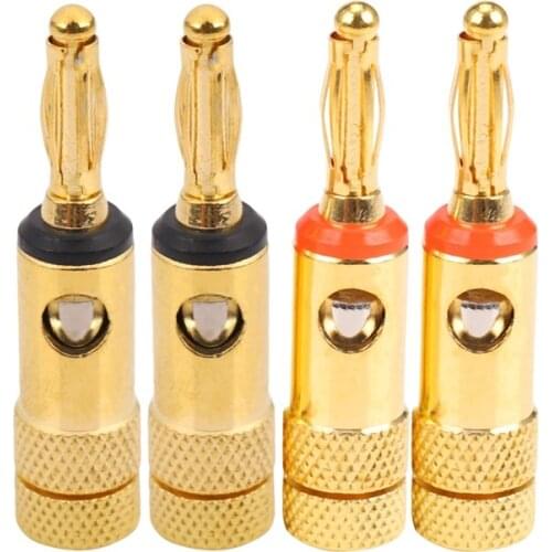 Gold plated Banana Plugs 2 Red 2 Black 4mm 4 pcs LL68-4BP1