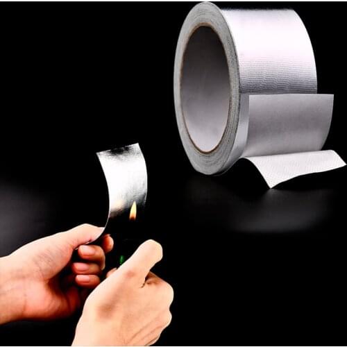 DIY Fireproof Foil Tape 0.15mm Thicken Fiberglass Anti Tearing Self-Adhesive Tape Industry Waterproof Seal Tape Pipe Insulation