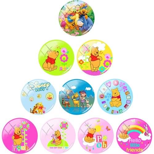 Disney Owl Kangaroo Mother and Little Bean Pooh 12mm/15mm/16mm/18mm/20mm Photo Cute Glass Cabochon Dome Flat Back DIY Gift