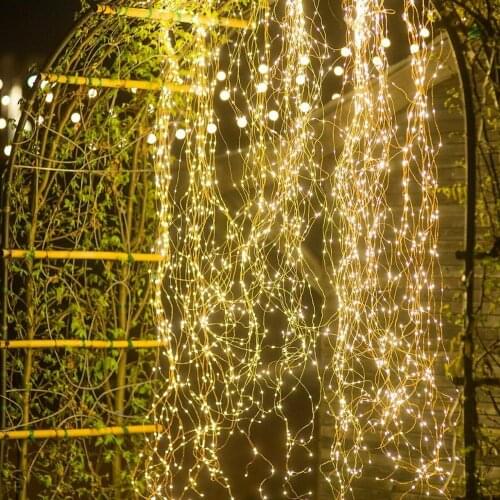 Solar Power Waterfall Tree Vine Rattan String Lights Copper Wire Twinkle Lamps 8 Modes Outdoor Garden Patio Decoration