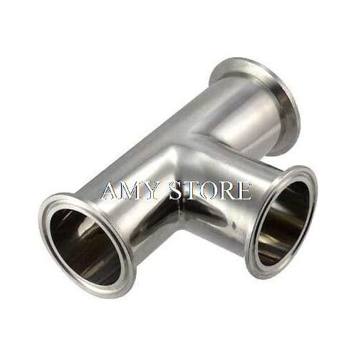 Pipe OD 45mm 1-3/4'' 3 Way Tee Sanitary Ferrule Pipe Fitting Stainless Steel 304 Ferrule OD 64mm fits 2.5" Ferrule tri clamp