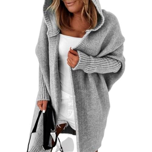 Women Jackets Long Sleeve Solid Color Stylish Batwing Sleeve Ladies All Match Casual Sweater Coat Autumn Winter