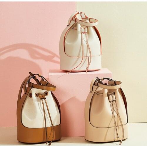 New Style Large-Volume Bucket Shoulder Handbag Genuine Leather Bag Bags for Woman 2021 with Inner Pocket